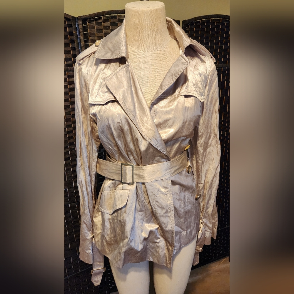 Elegant Cream Belted Women's Coat